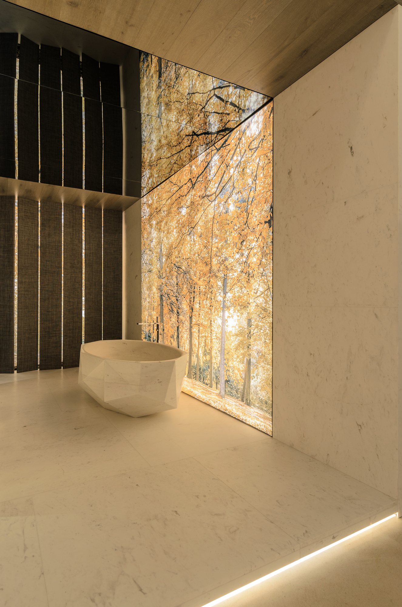 Ambiente de baño con bañera de piedra